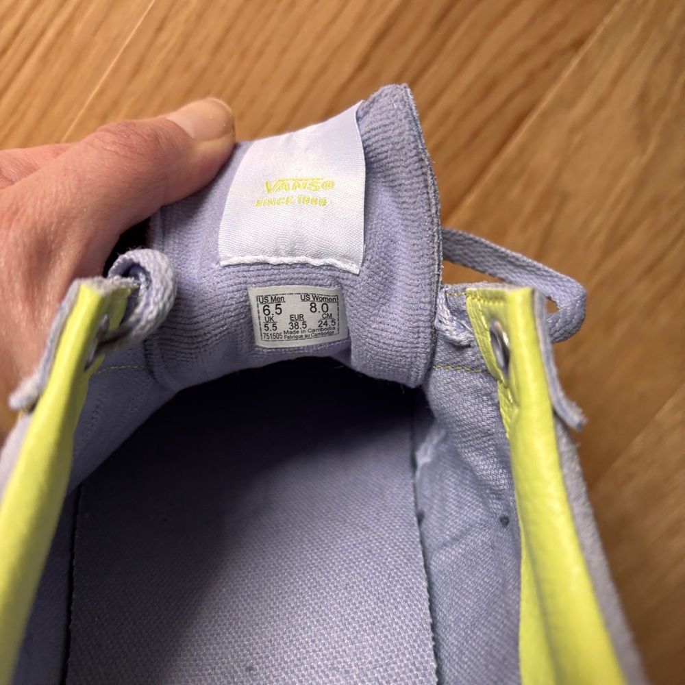 Vans Lavender Low-Profile Sneakers with Neon Yellow Trim - Picture 6 of 6